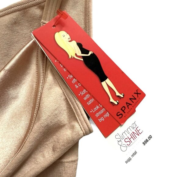 Spanx Rose Gold 2325 Size Large Open-Bust Mid-Thigh Body Shapewear Bodysuit NEW - Picture 4 of 9